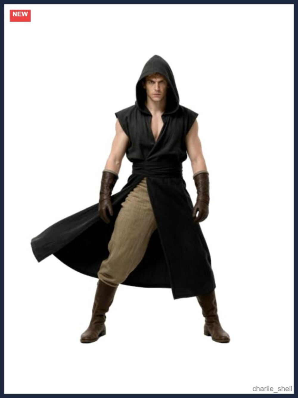 Unisex Hooded Sleeveless Cloak Medieval Viking Renaissance Tunic Vest